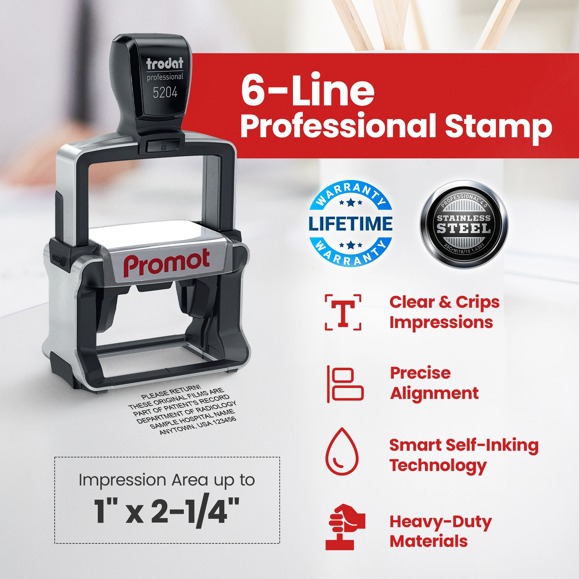 6-Line Custom Professional Stamp (Medium)